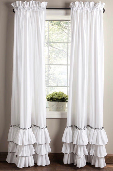 Pearl Edged Kimberly Ruffled Curtain (NATURAL base) – The Curtain